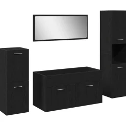 Clearance vidaXL Badrumsmöbelset Väggmonterad 4 pcs Konstruerat trä Svart ek