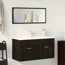 Outlet vidaXL Badrumsmöbelset Väggmonterad 2 pcs Konstruerat trä Svart ek