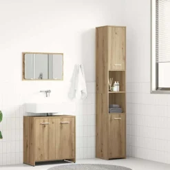 Sale vidaXL Badrumsmöbler set 3 delar konstruerat trä artisan ek