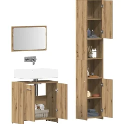 Sale vidaXL Badrumsmöbler set 3 delar konstruerat trä artisan ek