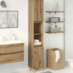 Best vidaXL Badrumsskåp ek 30x30x190 cm konstruerat trä artisan ek