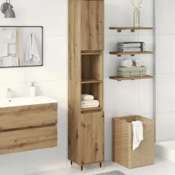 Clearance vidaXL Badrumsskåp ek 30x30x190 cm konstruerat trä artisan ek