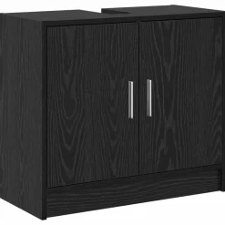 New vidaXL Badrumsskåp med dörr 63 x 29 x 55 cm Konstruerat trä Svart ek