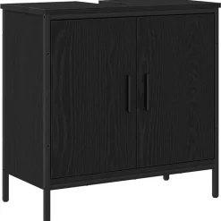 Sale vidaXL Badrumsskåp med handfat med lagring 60 x 30 x 60 cm Svart ek