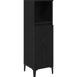 vidaXL Badrumsskåp med hylla Svart Ek 30 x 30 x 100 cm Konstruerat trä