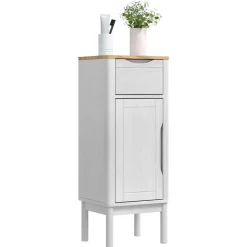 New vidaXL Badrumsskåp med låda FLORO 35 x 30 x 90 cm Massiv furu Vit