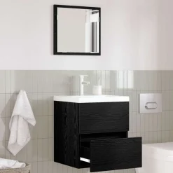 Best vidaXL Badrumsskåp med låda 41 x 38,5 x 45 cm Konstruerat trä Svart ek