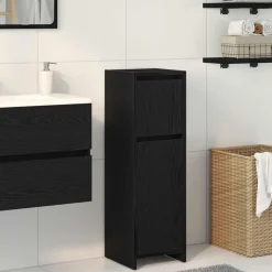 vidaXL Badrumsskåp med låda Svart Ek 30 x 30 x 95 cm Konstruerat trä