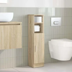 Sale vidaXL Badrumsskåp med rullhållare sonoma-ek 20,5x22x90 cm Sonoma ek
