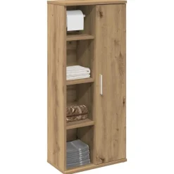 Discount vidaXL Badrumsskåp med rullhållare 39x22x90 cm artisan ek