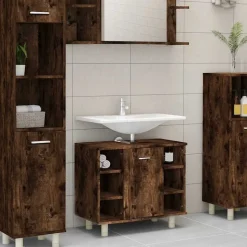 vidaXL Badrumsskåp rökfärgad ek 60x32x53,5 cm konstruerat trä