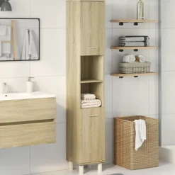Sale vidaXL Badrumsskåp sonoma-ek 30,5x30x179 cm konstruerat trä Sonoma ek