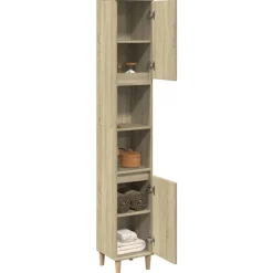 Clearance vidaXL Badrumsskåp sonoma-ek 30x30x190cm konstruerat trä Sonoma ek