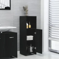 Discount vidaXL Badrumsskåp 30x30x95 cm konstruerat trä Svart