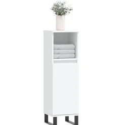 Hot vidaXL Badrumsskåp 30x30x100 cm konstruerat trä Vit