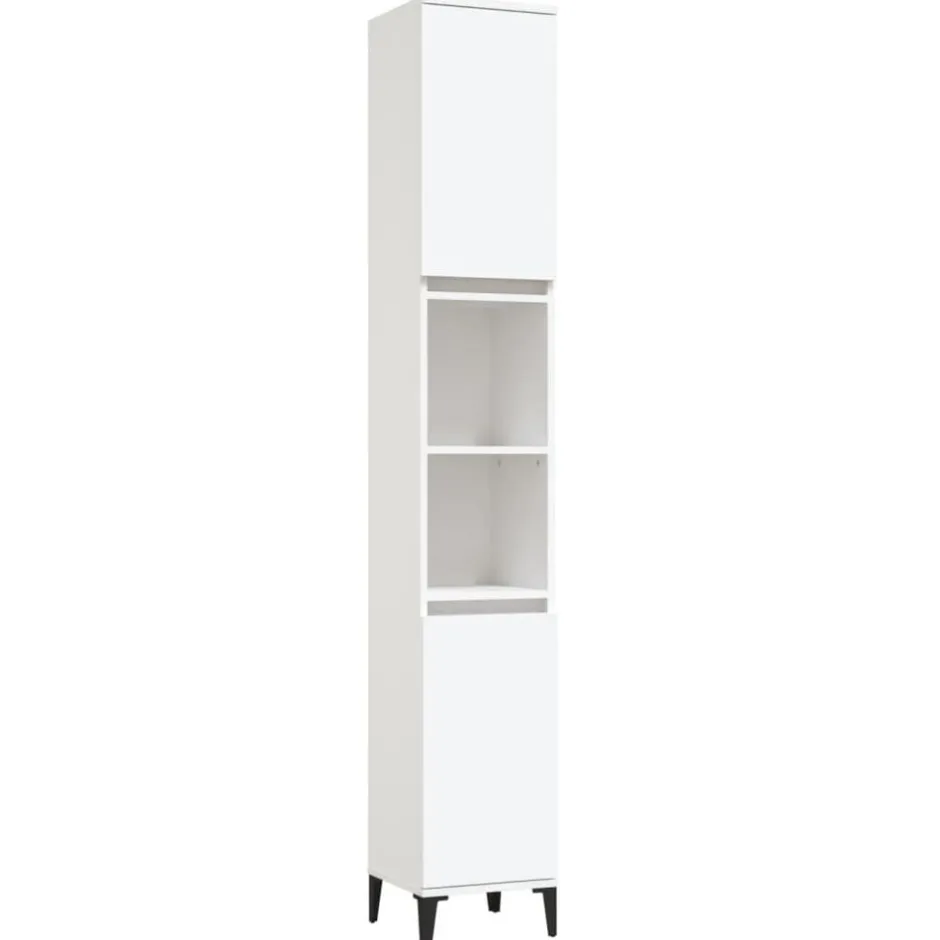 New vidaXL Badrumsskåp 30x30x190 cm konstruerat trä Vit