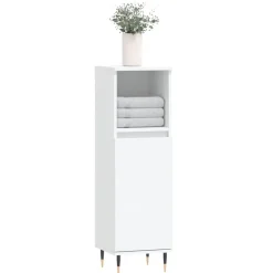 Hot vidaXL Badrumsskåp 30x30x100 cm konstruerat trä Vit
