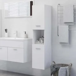 vidaXL Badrumsskåp vit 30x30x130 cm konstruerat trä