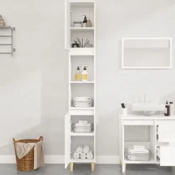 vidaXL Badrumsskåp vit 30x30x190 cm konstruerat trä