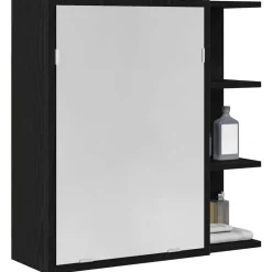 Outlet vidaXL Badrumsspegelskåp 62,5 x 20,5 x 64 cm Konstruerat trä Svart ek