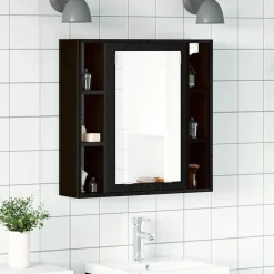 vidaXL Badrumsspegelskåp svart ek 60x16x60 cm konstruerat trä