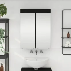 vidaXL Badrumsspegelskåp TULUM Svart 60 x 16,5 x 78 cm Konstruerat trä