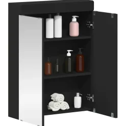 vidaXL Badrumsspegelskåp TULUM Svart 60 x 16,5 x 78 cm Konstruerat trä