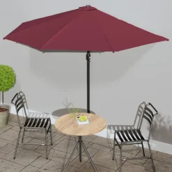 vidaXL Balkongparasoll aluminiumstång vinröd 300x155x223 cm halv