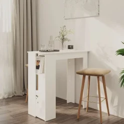 vidaXL Barbord med hylla vit 102x50x103,5 cm konstruerat trä