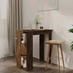 vidaXL Barbord med hylla rökig ek 102x50x103,5 cm konstruerat trä