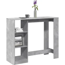 vidaXL Barbord med hylla betonggrå 124x46x103,5 cm konstruerat trä