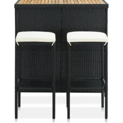 Clearance vidaXL Bargrupp 3 delar konstrotting svart Svart och brun