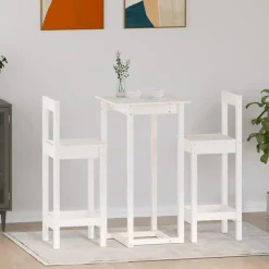 vidaXL Barmöbler 3 delar Vit massiv furu