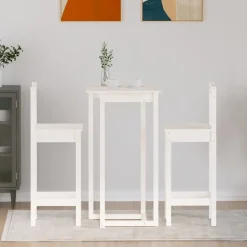 vidaXL Barmöbler 3 delar Vit massiv furu