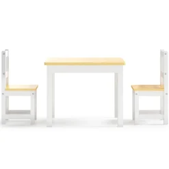 vidaXL Barnbord och stolar 3 delar vit och beige MDF