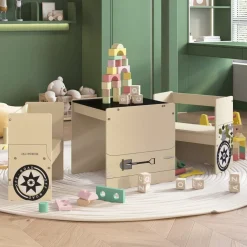 vidaXL Barnbord och stolar 3 delar terrängbil MDF
