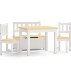 vidaXL Barnbord och stolar 4 delar vit och beige MDF