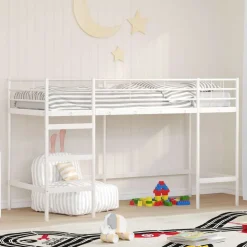 Clearance vidaXL Barns loft sängram 74,5 x 190 cm Stål Vit