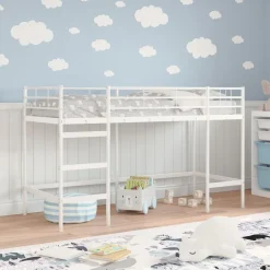 Clearance vidaXL Barns loft sängram 74,5 x 190 cm Stål Vit