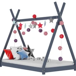 Clearance vidaXL Barnsäng massiv furu 70x140 cm Grå