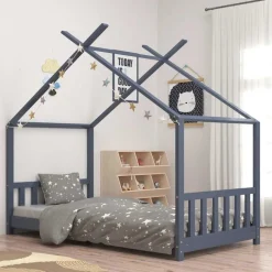 Discount vidaXL Barnsäng massiv furu 70x140 cm Grå