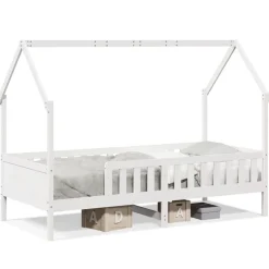 Hot vidaXL Barnsäng med husram 90x200 cm massiv furu Vit