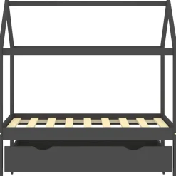 Online vidaXL Barnsäng med låda massiv furu 70x140 cm Mörkgrå