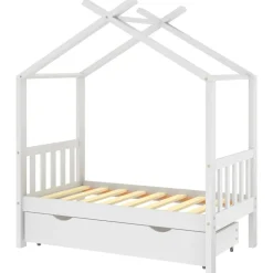 Discount vidaXL Barnsäng med låda massiv furu 70x140 cm Vit