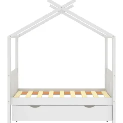 Discount vidaXL Barnsäng med låda massiv furu 70x140 cm Vit