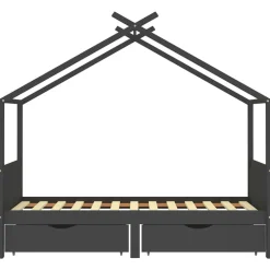 vidaXL Barnsäng med lådor mörkgrå massiv furu 90x200 cm