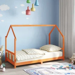 Hot vidaXL Barnsäng vaxad brun 90x190 cm massiv furu Vaxbrun