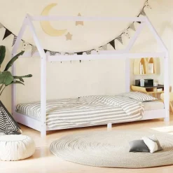 vidaXL Barnsäng vit massiv furu 70x140 cm