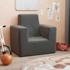 vidaXL Barnsoffa antracit mjuk plysch