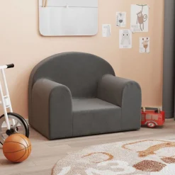 vidaXL Barnsoffa antracit mjuk plysch